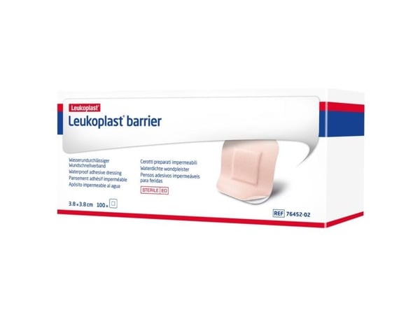 Hæfteplaster, Leukoplast Barrier, 3,8x3,8cm, beige, vandfast - (100 stk.)