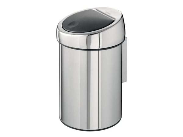 Hygienebøtte, Brabantia Touch-bøtte, stål blank, rustfritt stål, 3 l, innerbøtte av plast, soft close