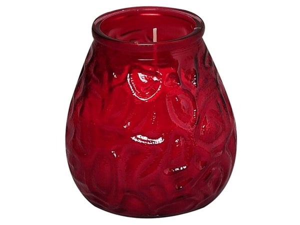 Lysbowle, Bolsius, 10,5cm, Ø9,5cm, rød, 70 timer, glas/paraffin - (12 stk.)