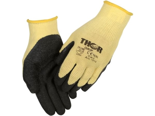 Fingerdyppet latexhandske, THOR Grip, 6, gul, latex/polyester