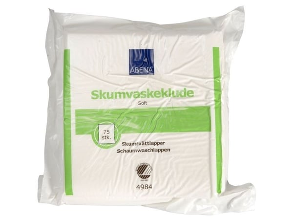 Skumklut, ABENA, 19x19cm x 2,8mm, myk, engangs - med 75 stk. per pakke - (56 pakker x 75 stk.)