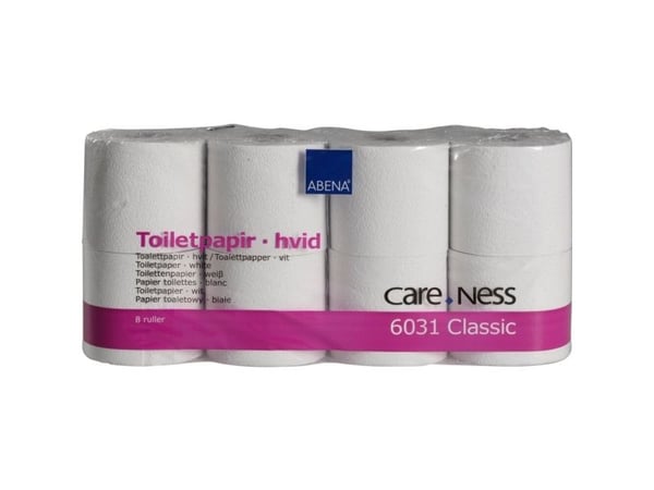 Toiletpapir, ABENA Care-Ness Classic, 2-lags, 50m x 9,6cm , Ø11,5cm, hvid - (7 stk.)