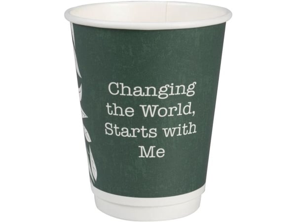 Kaffebæger Green Leaves, ABENA Gastro, 11,2cm, Ø9cm, 36 cl, 40 cl, grøn, CPLA/pap, 12 oz - (24 stk.)