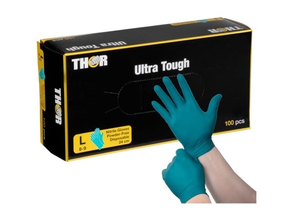 Engangshandske, THOR Ultra Tough, L, grøn, nitril