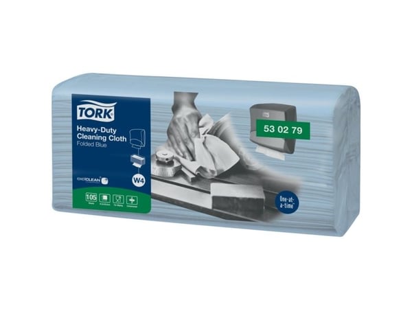 Teollisuuspyyhe, Tork W4, 1-kertainen, 41,5x35,5cm, 10,8 cm, sininen, neitseellinen kuitu, polyesteri - (4 kpl)