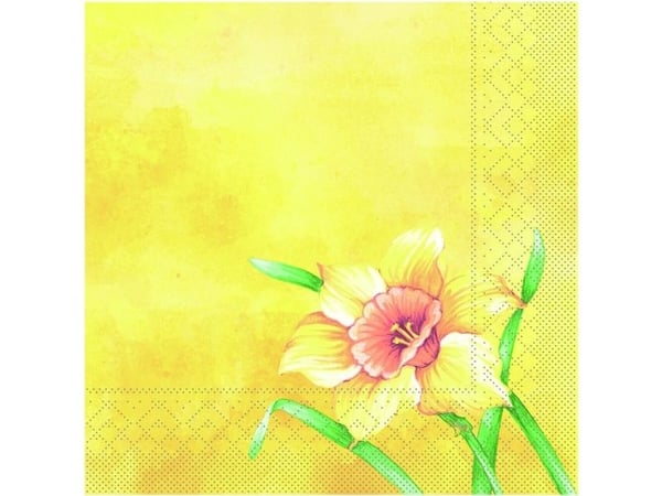 Middagsserviet, Elvira, 3-lags, 1/4 fold, 40x40cm, gul - (6 stk.)