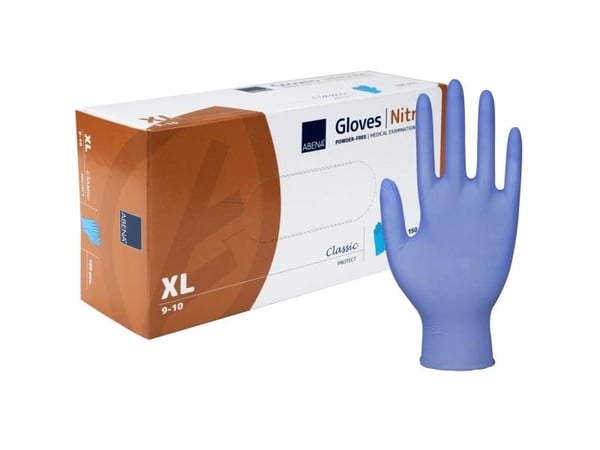 Undersökningshandske, ABENA Classic, XL, blå, nitril, puderfri - (150 st.)