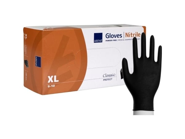 Undersøkelseshanske, ABENA Classic Protect, XL, svart, nitril, pudderfri - (200 stk.)
