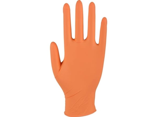Undersøkelseshanske, ABENA Classic Sensitive, S, oransje, nitril, pudderfri - (100 stk.)