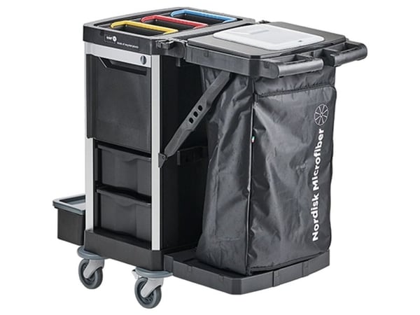 Rengøringsvogn, Nordic Recycle Trolley 2.0, lille, 820x620x1070mm, sort, genanvendt HDPE/aluminiu...