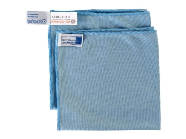 Microfiberklud 40x40cm blå til glasrengøring,10 stk/pk