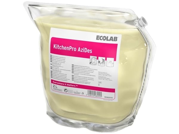 ECOLAB KitchenPro AziDes - Puhdistusneste - muovitasku - 2 L - ammattikäyttöön - tiivistetty (2 kpl)
