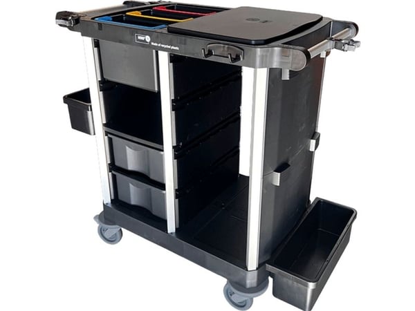 Rengøringsvogn, Nordic Recycle Trolley 2.0, medium ekskl. døre, 1010x620x1070mm, sort, genanvendt...