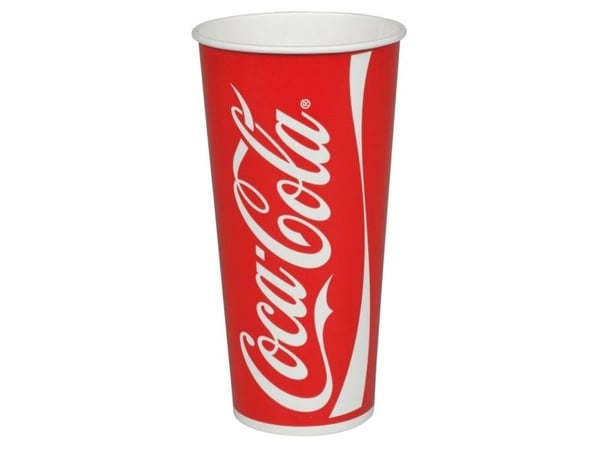 Papbæger, Coca-Cola, 17cm, Ø9cm, 50 cl, 60 cl, rød, pap/PE - (20 stk.)