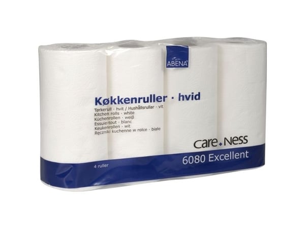 Køkkenrulle, ABENA Care-Ness Excellent, 2-lags, 17,8m x 22,5cm , Ø11cm, hvid - (7 stk.)