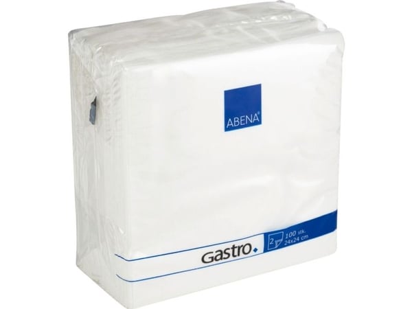 Kaffeserviet, ABENA Gastro, 2-lags, 1/4 fold, 24x24cm, hvid - (40 stk.)
