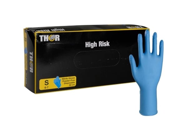 Engangshandske, THOR High Risk, S, blå, nitril - (10 stk.)