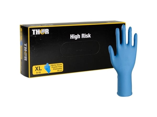 Engangshandske, THOR High Risk, XL, blå, nitril - (10 stk.)