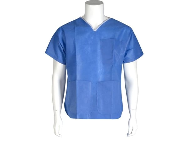 Engangsuniform bluse, ABENA Excellent, L, 76x64cm, 35 gsm, mørkeblå, SMS, enkeltpakket, usteril - (100 stk.)