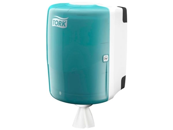 Dispenser, Tork W2, Maxi, 30,2x32,8x44,7 cm, turkis, plast, for håndkleruller med midtre håndtak