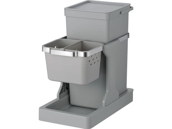Affaldsspand, EKO, grå, plast/stål, 2-rums, 20+4 l, træk ud system