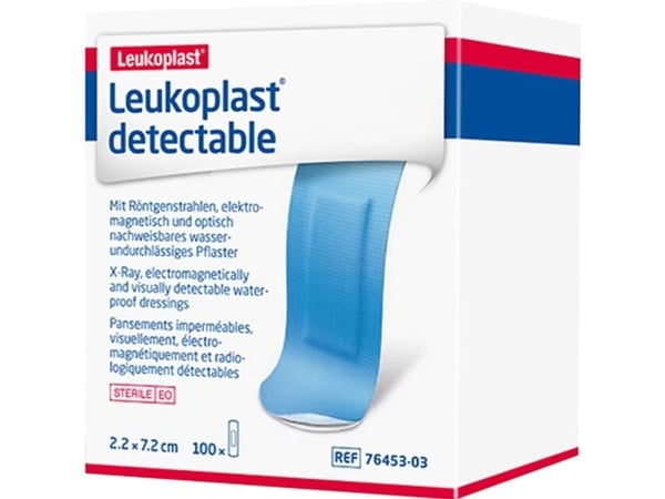 Hæfteplaster, Leukoplast Detectable, 7,2x2,2cm, blå