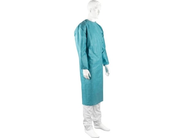 Operationskittel, ABENA Protectus, L, 125cm, Ø150cm, grøn, SMMSS, HP, uden håndklæder, steril - (19 stk.)