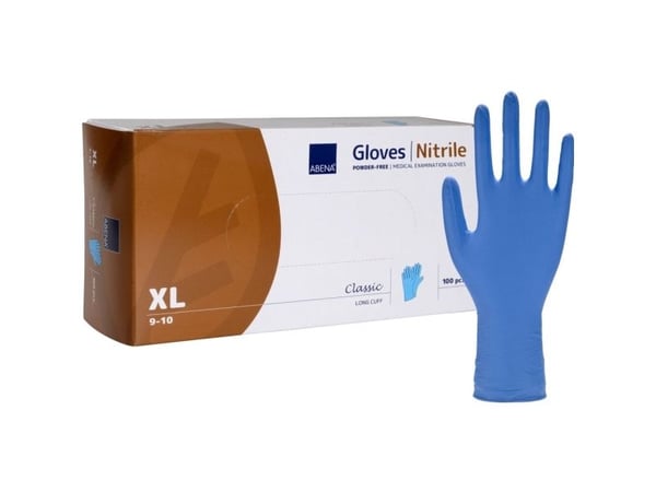 Lang undersøgelseshandske, ABENA Classic, XL, blå, nitril - (10 stk.)