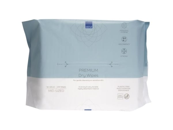 Tør Vaskeklud, ABENA PREMIUM, 20x18cm, hvid, renrumsproduceret, 100% viskose, 50 gsm - (10 stk.)
