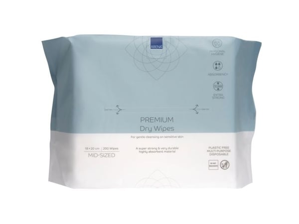 Tør Vaskeklud, ABENA PREMIUM, 20x18cm, hvid, renrumsproduceret, 100% viskose, 70 gsm - (10 stk.)