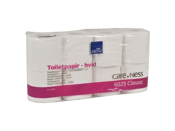 Toiletpapir, ABENA Care-Ness Classic, 2-lags, 34,5m x 9,4cm , Ø10cm, hvid - (8 stk.)