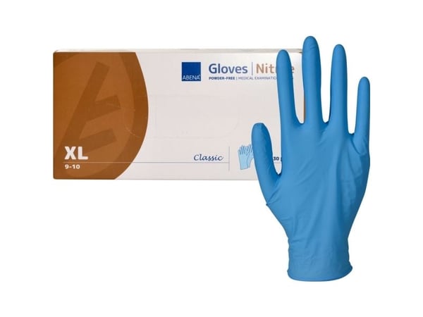 Undersøgelseshandske, ABENA Classic, XL, blå, nitril, pudderfri