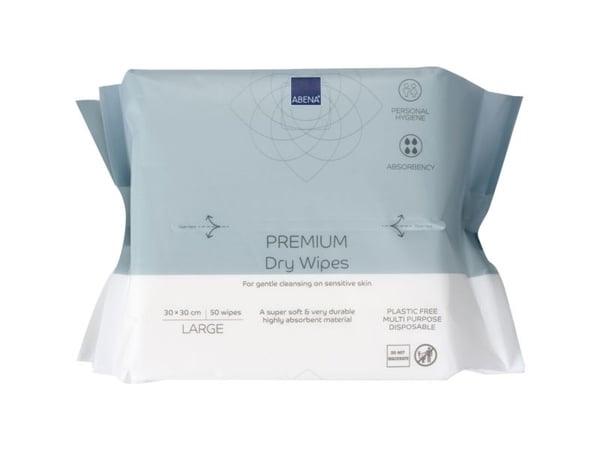 Engangsvaskeklut ABENA PREMIUM, Z-fold, 30x30 cm, hvit, renromsprodusert - (12 stk.)