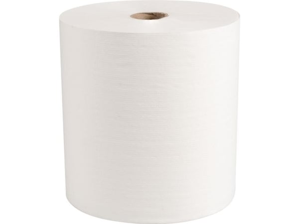 Håndklæderulle, ABENA Care-Ness Excellent Minus, 1-lags, 300m x 19,8cm, Ø19,5cm, hvid, nyfiber - (6 stk.)