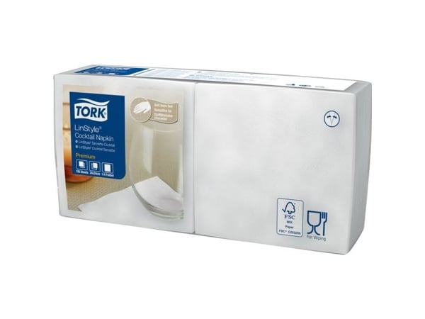 Kaffeserviet, Tork Linstyle, 1/4 fold, 23,8x23,8cm, hvid - (14 stk.)