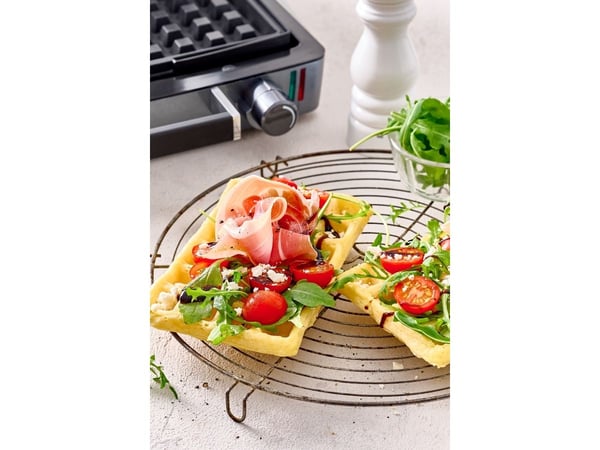 Fritel WaffleTastic, 2 vafler, Rektangulær, firkant, Antrasitt, Aluminium, Bakelitt, Horisontal/vertikal, 105 °C