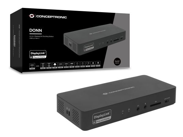 Conceptronic DONN31B, Koblet med ledninger (ikke trådløs), USB 3.2 Gen 2 (3.1 Gen 2) Type-C, 100 W, 3,5 mm, 10,100,1000,2500 Mbit/s, IEEE 802.3bz