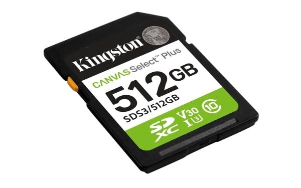 Kingston Canvas Select Plus - Flashminnekort - 512 GB - Video Class V30 / UHS-I U3 / Class10 - SDXC UHS-I