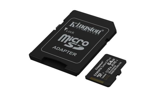 Kingston Canvas Select Plus - Flashminnekort (microSDXC til SD-adapter inkludert) - 64 GB - A1 / Video Class V10 / UHS-I U1 / Class10 - microSDXC U...