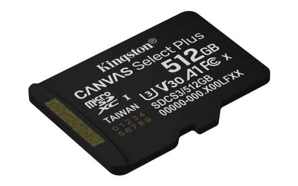 Kingston Canvas Select Plus - Flashminnekort (microSDXC til SD-adapter inkludert) - 512 GB - A1 / Video Class V30 / UHS Class 3 / Class10 - microSD...