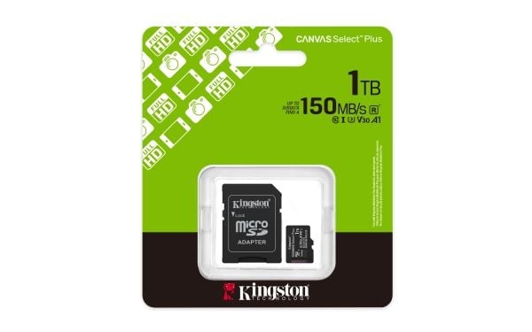 Kingston Canvas Select Plus - Flashminnekort (SD-adapter inkludert) - 1 TB - A1 / Video Class V30 / UHS-I U3 / Class10 - microSDXC UHS-I