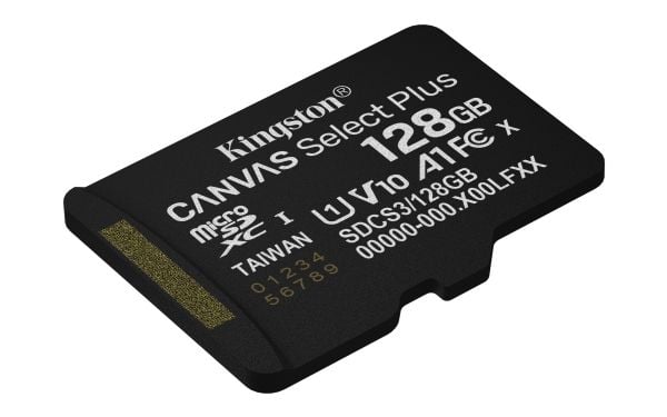 Kingston Canvas Select Plus - Flashminnekort - 128 GB - A1 / Video Class V10 / UHS-I U1 / Class10 - microSDXC UHS-I