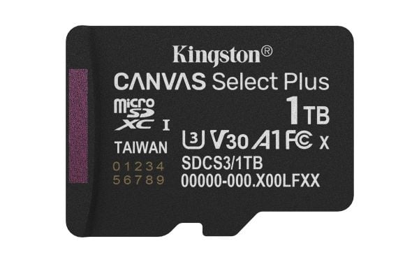 Kingston Canvas Select Plus - Flashminnekort - 1 TB - A1 / Video Class V30 / UHS-I U3 / Class10 - microSDXC UHS-I