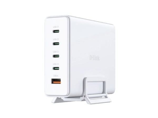 D-Link DCF-241 - Strømadapter - GaN + AC-strømadapter - 240 watt - 5 A - Power Delivery 3.1, QC 4.0 - 5 utgangskontakter (4 x USB-C, USB-type A) - ...