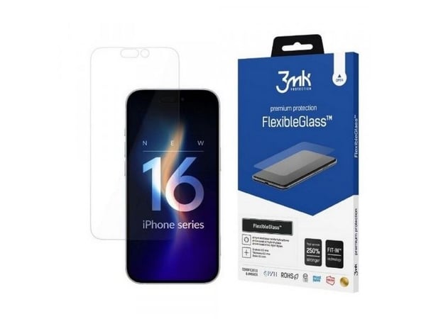 3mk FlexibleGlass - Skjermbeskyttelse for mobiltelefon - splash-proof - glass - for Apple iPhone 16 Pro