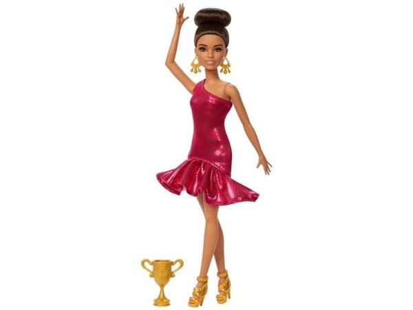 Barbie Ballroom Dancer -nukke, jolla ruskeat hiukset, pokaali tanssikilpailusta, Muotinukke, Naaras, 3 vuosi/vuosia, Tyttö, 304,8 mm, 120 g