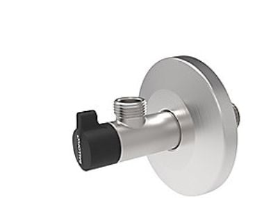 BROEN Ballofix rustfri vinkel ventil 1/2" X 3/8’’ med Ø77 mm roset samt greb