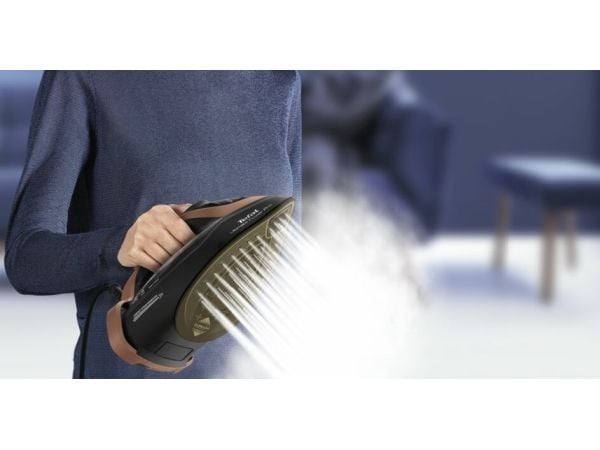 Tefal Ultimate Power Pro FV9E50, Tørr & dampstrykejern, Durilium AirGlide Autoclean soleplate, 2 m, 300 g/min, Svart, Kobber, 85 g/min