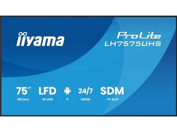 iiyama ProLite LH7575UHS-B2AG - 75" Diagonalklasse (74.5" synlig) LED-bakgrunnsbelyst LCD-skjerm - intelligent skilting - med innebygd mediespiller...