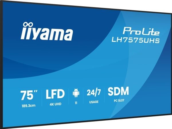 iiyama ProLite LH7575UHS-B2AG - 75" Diagonalklasse (74.5" synlig) LED-bakgrunnsbelyst LCD-skjerm - intelligent skilting - med innebygd mediespiller...